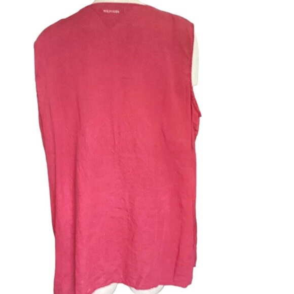 Tommy Hilfiger Linen Sleeveless Tunic Top Red  Plus Sz 24 #152M - Picture 4 of 8